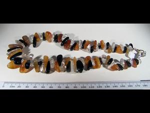 Quartz, Carnelian & Black Obsidian Necklace